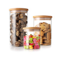 Empty Food Storage Glass Jars Glass with Bamboo Lid and Silicone Ring GSJ-07S
